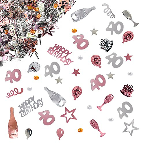Giftota - Konfetti 40. Geburtstag Deko - Roségold Partydekoration