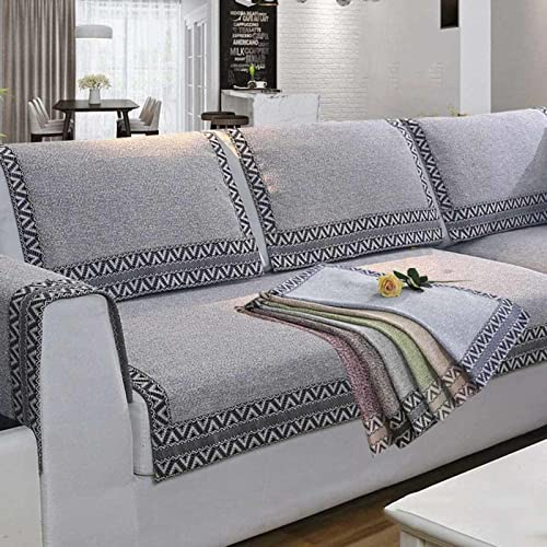 YWQJL Sofaschutz，sofaschoner rutschfest Retro L Form 1 2 3 4 Sitzer Sofabezug ，sofaschoner Katze Hund Decke Ecksofa Anti Slip Sofa Cushion,Grau-70x70cm(28x28inch)