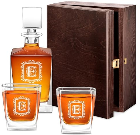Maverton Ensemble de Carafe whiskey + 2/4 / 6 / Verres pour couple | Personnalisation, Set Whisky pour couples, Service à whisky pour parents, souvenir de mariage, noces, anniversaire, Ornement