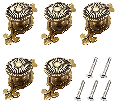 Pamtns 5 Stück Vintage Möbelknöpfe mit Schrauben - Metallknopfgriffe Schubladenknöpfe Schubladengriffe Knöpfe für Kommode, Schublade, Schrank, Möbel, Küchenschränke, Kleiderschrank