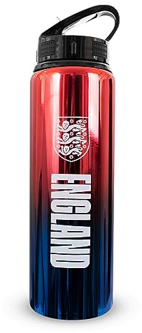Hy-Pro England FA 750ml Aluminium UV Sports Water Bottle | Officially Licensed, England Water Bottle with Integrated Folding Straw, Neochrome Finish, Leakproof, Lightweight, BPA Free