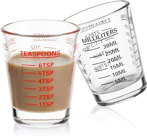 BCnmviku 30ml Shot Glasses Set,Espresso Shot Glass with Heavy Base,Liquid Measuring Cups for Cocktail,Vodka,Whiskey,Tequila,Espresso,Liquor,Wine,Soju,Spirits,Alcohol (Black+Red)