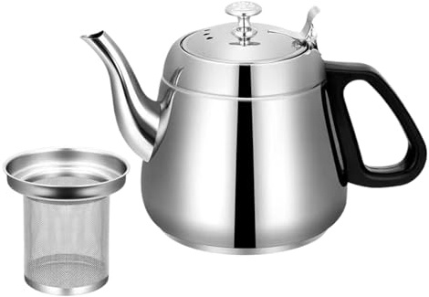 Hervidor eléctrico, tetera de acero inoxidable de 1,5 L, tetera de acero inoxidable, tetera, tetera, tetera de metal de alta capacidad, tetera extraíble para té, vitrocerámica, tetera