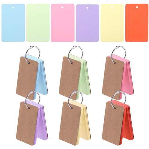 Rustark 6 Stück 6 Farben 9 x 5.4cm Karteikarten mit Ringen blanko Lernkarten Karten Dicke Memo Lernkarten Index Cards Note Cards für üroschule lernt erinnerungen