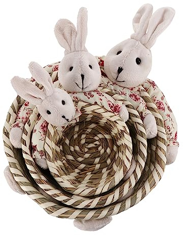 Garneck Bamboo Baskets Easter Egg Storage Grey Wicker Easter Prop for Party Home Decor