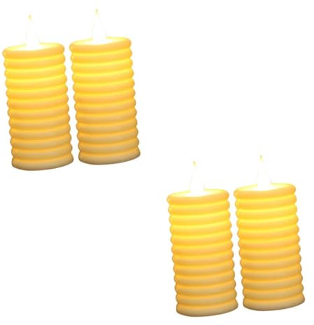 PRETYZOOM 4piezas Led Electricas Sin Para Bodas y Decoración De Lámparas De Cera Electrónicas Efecto De Luz y Duración