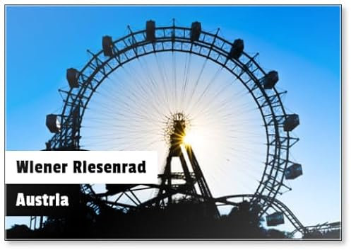 Wahrzeichen in Wien - Wiener Riesenrad Im Gegenlicht Bei Sonnenuntergang Kühlschrankmagnet