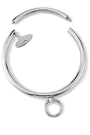 Soarvlorfy Edelstahl Sklaven Kragen Halsband Solide Runden Abschließbar Halsbänder Fetisch Bondage Fesseln Halskette Sex-Halsbänder Fetisch Erotik Spiele Sexspielzeuge für Paare,Metallisch,13.7cm