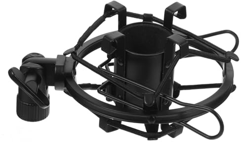 Supporto Microfono Ammortizzante in Metallo Nero Clip | Condensatore a Grande Diaframma, Aggancio Rapido, Diametro Fibbia 2, 5cm e Interfaccia Inferiore 1, 5cm