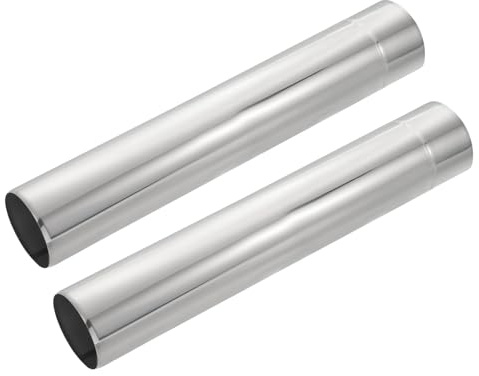 PATIKIL 2.95 Inch Stove Pipe, 2Pcs Stainless Steel Thickened Lengthen Straight Tent Stove Chimney Pipe Flue Extension for Camping Stove Vent Smoke Exhaust, 16.93 Inch Length