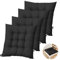 Yuragim Juego de 4 cojines para silla, 40 x 40 cm, con cintas, lavable, para silla de oficina, jardín, comedor, interior y exterior, para jardín, balcón, cocina, color negro