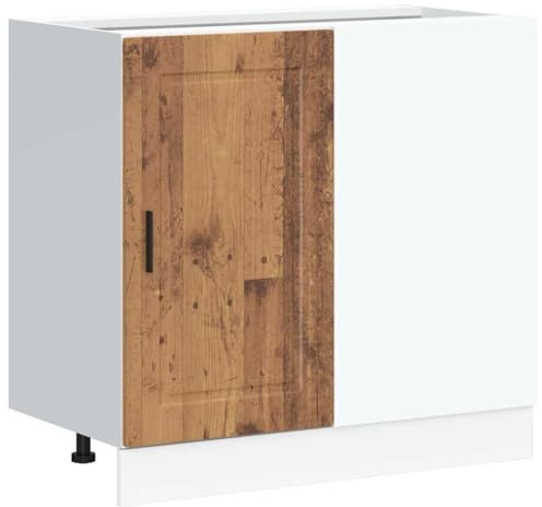 vidaXL Küchenunterschrank Porto Altholz-Optik Holzwerkstoff, Unterschrank, Spülenunterschrank, Schrank Küche, Küchenschrank, Unterschrank für Küche