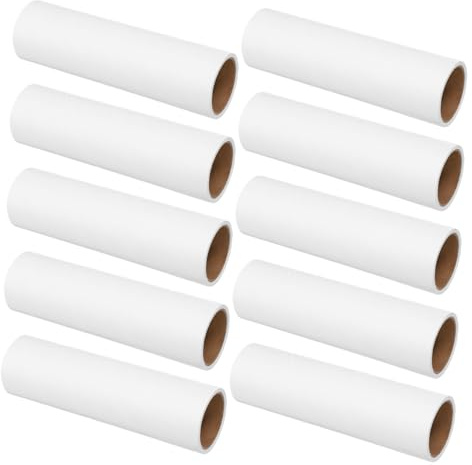 KOMBIUDA Rodillo Quitapelusas de Papel, 10 Rollos de Repuesto, 50 Hojas por Rollo, Adhesivo Extra, Reutilizable, para Ropa y Muebles, Blanco | 50 Hojas por Rollo, para Tapicería y Asientos de Coche, Reemplazo Fácil, Uso Versátil