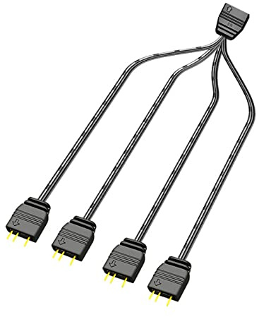 ZEPFJHE ARGB 5V 3Pin Extension Cable Adapter 33cm 1 to 4 RGB Splitter Cable Cord ForMSI LED Splitter