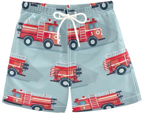 RPLIFE Maillot de bain de football américain pour garçons, maillot de bain anti-frottement pour garçons, maillot de bain 2 t, Camion de pompiers mignon de dessin, 3 ans