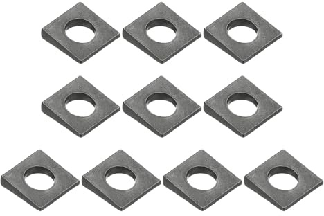 PATIKIL 10pcs Rondelles Carrées Biseautées, M10x22mm Rondelles Carrées Biseautées Plaque De Palier Patin Plat Espaceur pour Boulons de 10mm Cale Calage Niveau Écrou Boulon Joint, Noir