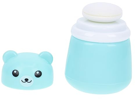 Yardwe Babypuderdose mit Cartoon Bär für Kinder und Erwachsene Auslaufsichere Talkumpuder Aufbewahrungsbox mit Integriertem Puderquasten Etui Praktische Körperpuderbox für Reisen