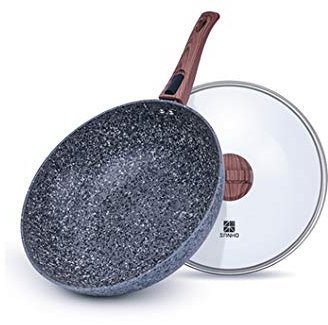WOTZOV Maifan Stone Wok Antiaderente per Uso Domestico, pentola Multifunzionale per Cottura a induzione, fornello a Gas, Adatta per pentole da Cucina