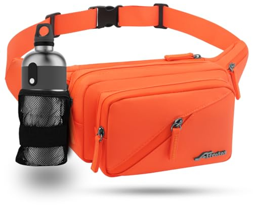 REETEE Sac Banane pour Femme et Homme Imperméable Sacoche Banane avec Porte Bouteille, Grande Capacité Ceinture réglable Banane Homme pour Balade Escalade Sport Fanny Pack Waist Pack (Orange)