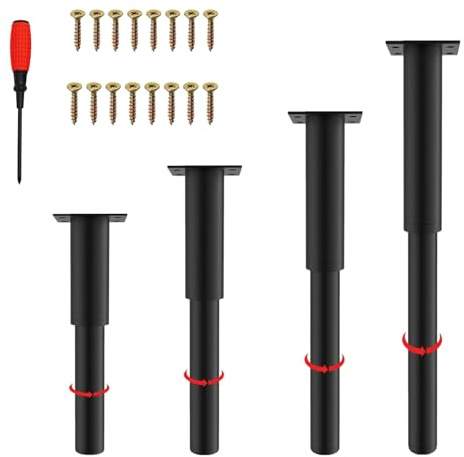NCRGB 4 Stück Möbelfüße Metall Schwarz 40-70cm,Verstellbare Möbelfüsse,Einstellbare Höhe,Belastbar bis 800 KG,Möbelbeine für Fernsehschrank Sofa Lehrstuhl