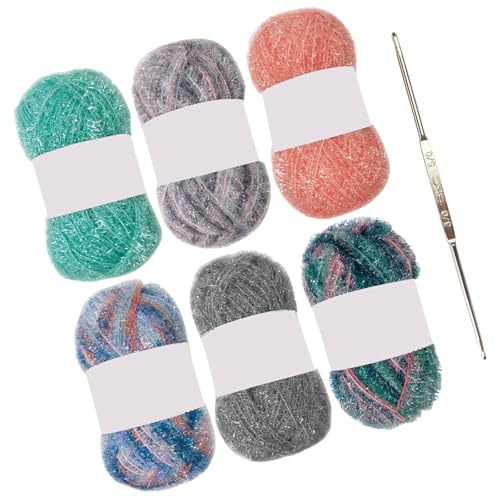 120 Yards Crocheting Yarn Sparkling Knitting Yarn for Crocheting Dishcloths Polyester 1.76oz 120 Yards Each Skein Colorful