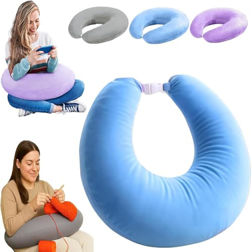Coussin Lecture - Oreiller De Jeu,Oreiller De Soutien Au Crochet.LéGer Et Portable,Il Soulage Les Tensions.Coussin Ergonomique Pour Les Bras, IdéAl Pour Lire, Jouer,Travailler Et Crocheter. (Bleu)