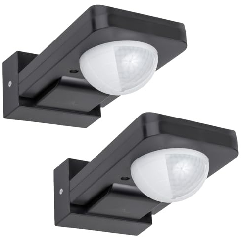 Lot de 2 détecteurs de mouvement infrarouges PIR extérieurs Maclean MCE243 GR IP65 360° distance 20 m puissance max 2000 W réglage temps et luminosité pour éclairage et appareils électriques