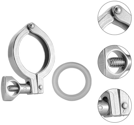 FIXOSHEE Collier de Serrage Tri Clamp Inox 304 à Broche Unique 3,8 CM Joint Silicone pour Raccords Alimentaires et Brassage Amateur 2 Pièces Montage Rapide