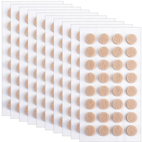 320 Pcs Felt Cabinet Door Bumpers, Small 0.4 in Diameter Self-Adhesive Felt Pads for Vases Cabinet Doors Thick Felt Dots for Furniture Drawers Walls Floors (Beige)