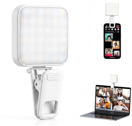 Portable Selfie Light for iPhone: Rechargeable Phone Fill Lights, Ring Light for Camera Picture, Makeup Photo, Video Conferences, Laptop Use, Zoom Meetings, TikTok, Vlog Photography