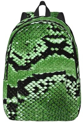 PPHGUT Mochila unisex con estampado de piel de serpiente verde, ligera, doble bolsa de hombro, viajes, uso al aire libre, escapadas de fin de semana, NEGRO, S