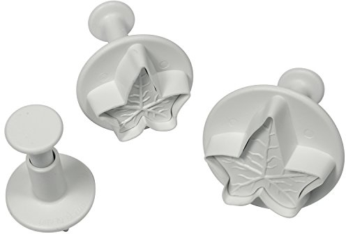 PME IL540 Prägeausstecher mit Efeumotiv, kleines, mittelgroßes und großes Format, Kunststoff, Weiß, 3 x 3 x 4 cm