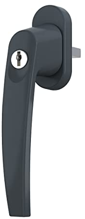 MS Beschläge ® Fenstergriff - Rasterolive abschließbar mit Schlüssel - Aluminium Fensterolive Sicherheits-Fensterbeschlag (Anthrazit RAL7016)