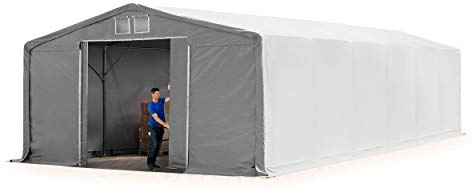 TOOLPORT Lagerzelt Zelthalle 8x12 m mit Schiebetor - robuste PRIMEtex PVC Plane 2300 N - Wasserdicht 3m Seitenhöhe