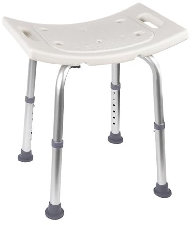 Ez2care Duschhocker, Höhenverstellbar Duschstuhl, rutschfest Badhocker, Duschsitz belastbar bis 136kg, Stabil Badewannensitz, Aluminium Stuhl für Dusche (32,5 bis 45,7 cm)