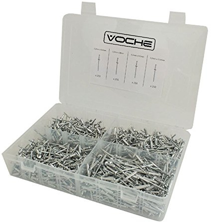 Voche® 1000 Pc Assorted 3.2mm Blind Rivet Set with Storage Box