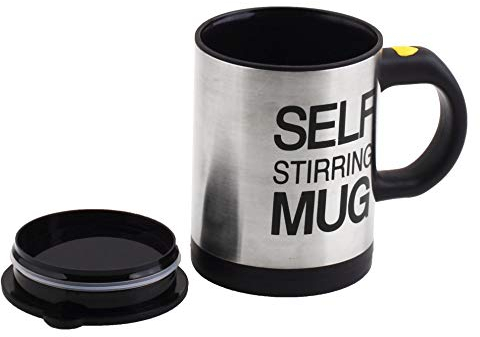 Zeerkeer Tazza da caffè auto-mescolante, in acciaio inox, elettrica, per miscelazione automatica e rotazione, per ufficio, viaggi, casa, 400 ml, colore: nero