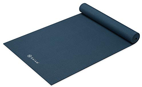 Gaiam einfarbige, wendbare Premium-Yogamatte, rutschfeste Trainings- und Fitnessmatte für alle Arten von Yoga, Pilates und Bodenübungen, 6 mm, Marineblau