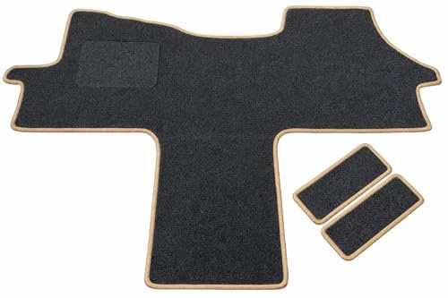 MERTEX Automatte Autoteppich kompatibel mit Ducato Jumper II Boxer II 250 seit Bj. 2006 Classic anthrazit meliert 1615-C-A (beige, Fahrerhausteppich mit 2 Einstiegsmatten)