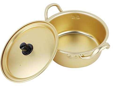 Stock Pot with Lid, Korean Snacks Ramen Noodle Pot Pasta Cooker Ramen Cooking Pots Aluminum Stockpot Spicy Ramen Noodles for Soup, Noodle, Pasta(16cm Pot)