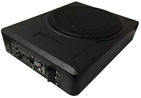 WEB world electronic business Subwoofer attivo piatto in metallo per installazione sotto sedile con controllo remoto e autoaccensione - 340 x 260 x 68 mm