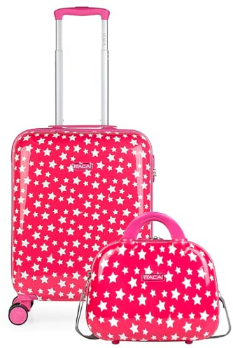 ITACA - Kinderkoffer Koffer Kindertrolley für Reisen mit Leichtgewicht stabilem Design geräumigem Innenfach ideal für Urlaub Schule und Wochenendausflüge., Fuchsia