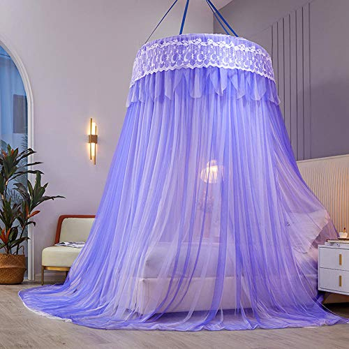 GroßE Romantische Moskitonetz Doppelschicht Garn, Kuppel Spitze Prinzessin Bett Baldachin zum Single zu King Size Betten Ideal für Schlafzimmer Dekorativ-Lila