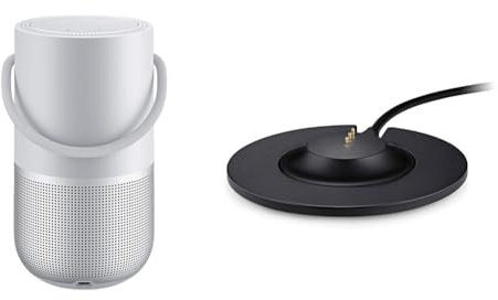 Bose Portable Smart Speaker - avec Contrôle Vocal Alexa Intégré, Argent & Socle de Chargement de l’Enceinte Portable Home Speaker, Noir