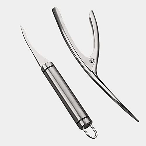 Pelador de camarones de acero inoxidable, 2 herramientas para pelar camarones, herramienta para pelar camarones, apto para lavavajillas, fácil de limpiar (plateado)
