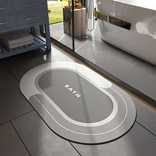 MontVoo Bath Mat - Non Slip, Quick Dry, Stain Resistant Bath Mat Rug for Bathroom Floor - Easy Care Shower Rug for Outside Bathtub - 17x27 Grey
