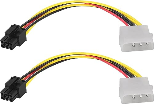 zdyCGTime 4Broches Molex Mâle vers 6Broches PCI-E Mâle Cordon d'alimentation pour Carte Graphique,4Broches Molex vers 6Broches Câble PCI-E Express Câble de Conversion D'adaptateur.(2Pièces)