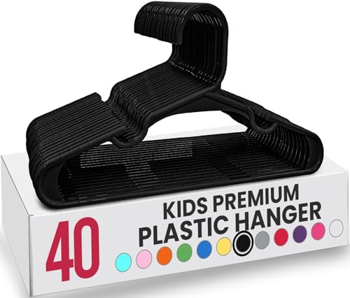 Utopia Home (40 Paquets, Noir) Cintres en Plastique pour vêtements d'enfants - cintres durables et Minces pour la Chambre d'enfant et Le Placard