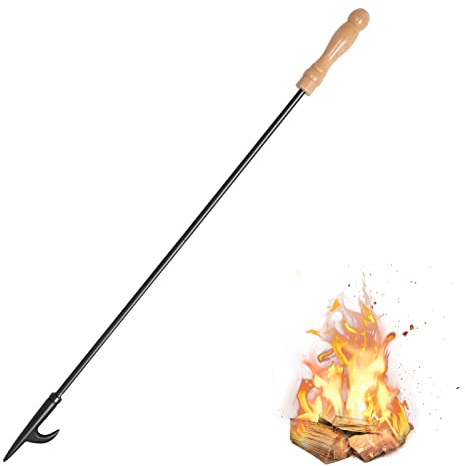 Uten Attrezzi per Camino, Fire Poker per Camino 81cm/31.9in, Poker da Caminetto in Acciaio, Camino da Poker con Manico in Legno Resistenza al Calore per Camino, Per Interni ed Esterni Campfire BBQ