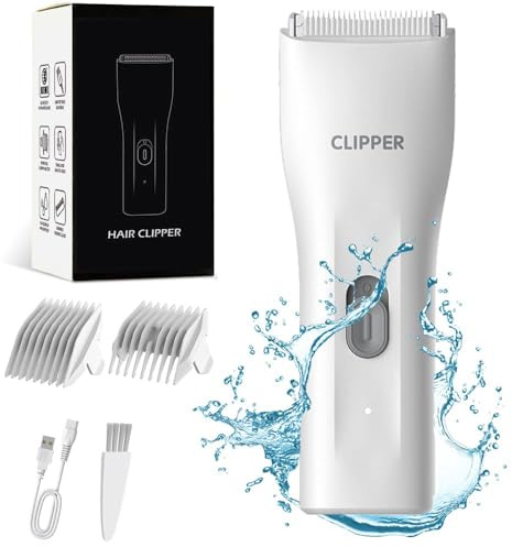 Favrison Körperhaartrimmer für Männer & Frauen, Mini Elektrische Körperpflege, Schamhaartrimmer für Achselhöhle, Brust, Leiste, mit Sicherheitsklinge, wasserdicht, nass und trocken, geräuscharm (Weiß)